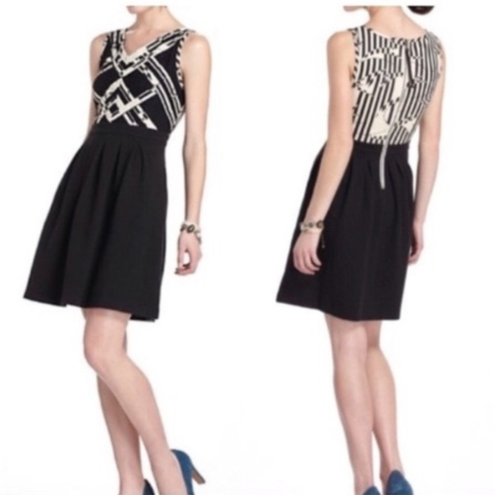 Anthropologie Black and White Geometric Dress